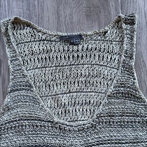 Vince Textured Knit Sleeveless Top in Grey and Cream